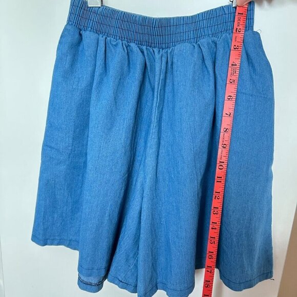 High Waist Flouncy Chambray Denim Shorts Navy - Picture 7 of 7